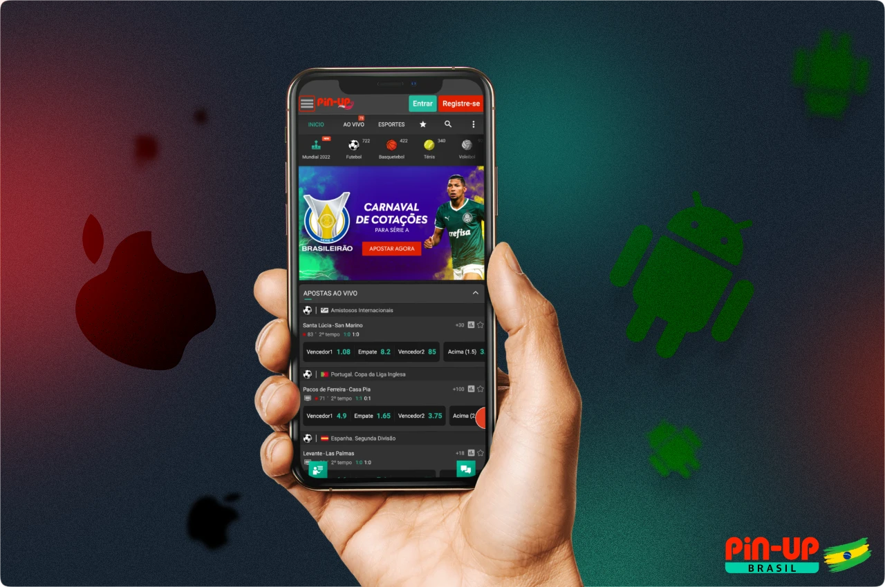 Detalhes do aplicativo móvel Pin Up de apostas esportivas e cassino